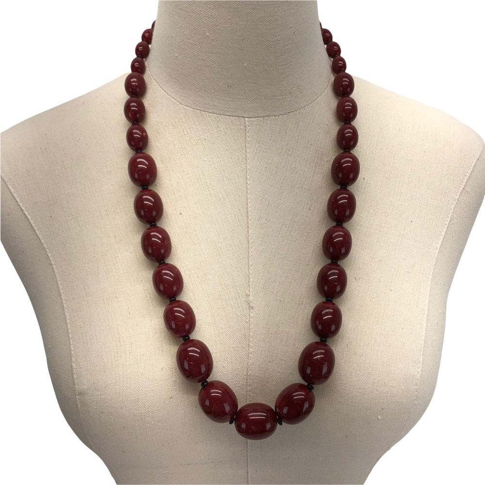 Vintage Monet Burgundy Tone Lucite Long Necklace